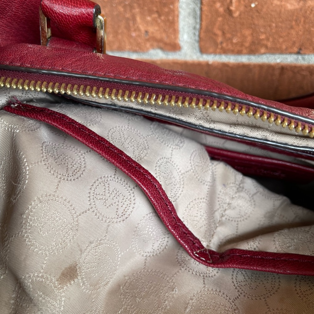 3/$12 Burgundy Michael Kors Leather Purse with Gold Hardware - Used - Picture 13 of 13